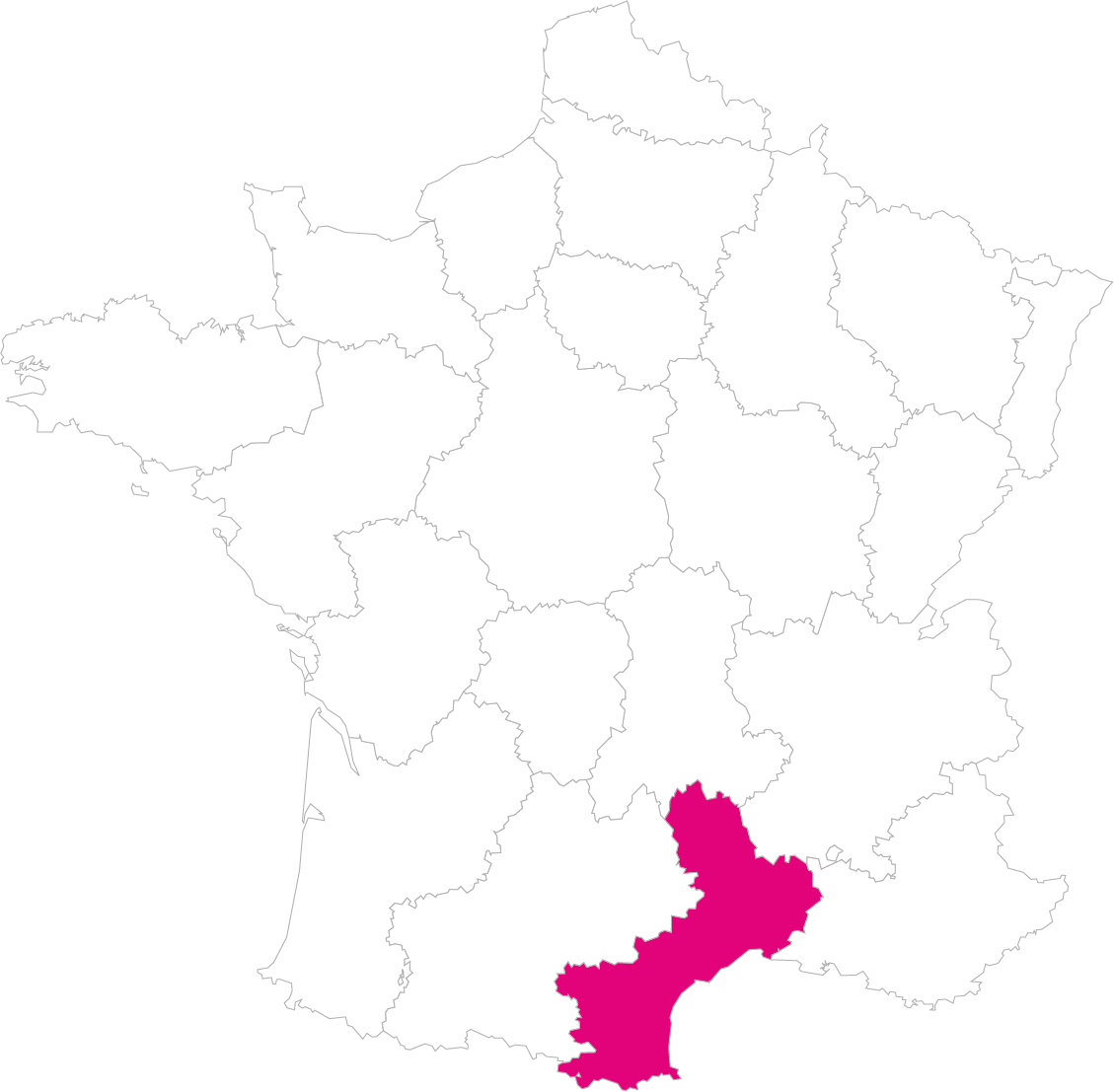 Carte France Région Languedoc-Roussillon